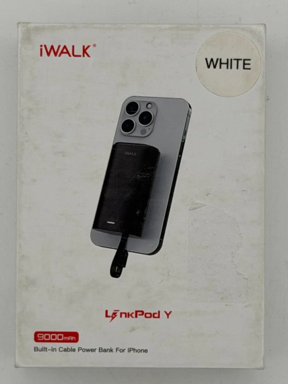 iWALK LinkPod Y 9000mAh Portable Power Bank Charger for iPhone White NEW